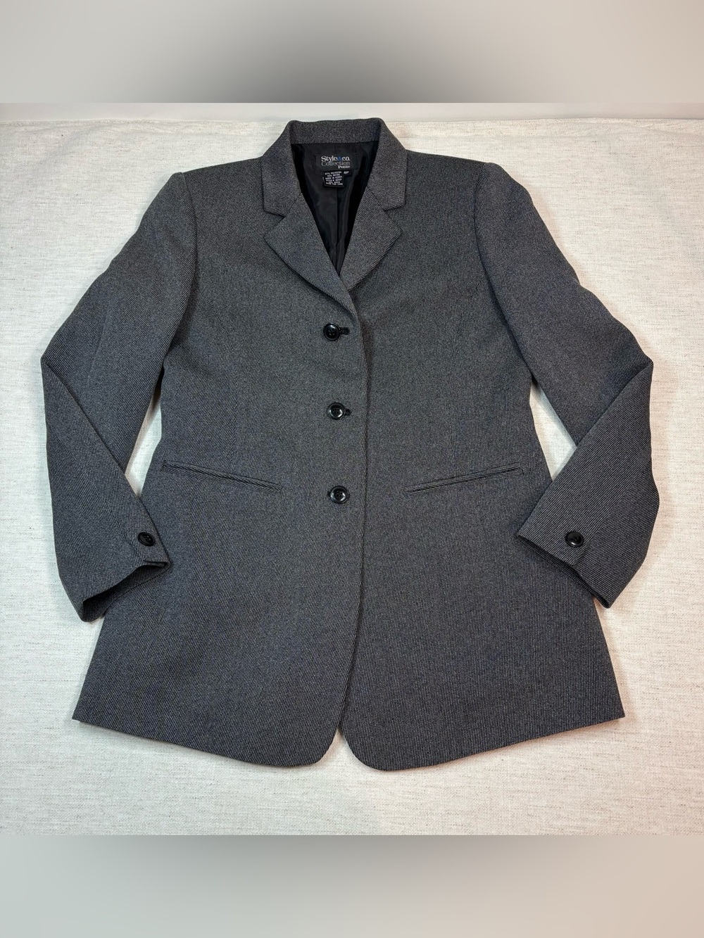 Style & Co. collection Women's petite 4P slim fit Tailored Blazer gray 3 button